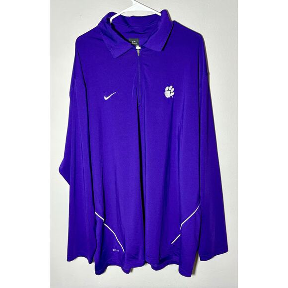 Clemson Tigers NCAA Nike Dri-fit 1/4 Zip Purple Pullover Jacket Sweatshirt XXL - Picture 1 of 10